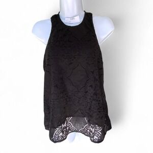 Hollister Women's Black Lace Sleeveless Top Size Small Crisscross Back Boho Tank
